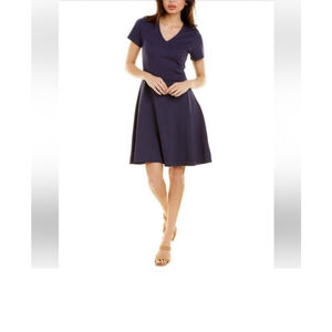 Draper James Navy Ponte V-Neck Dress Size M
